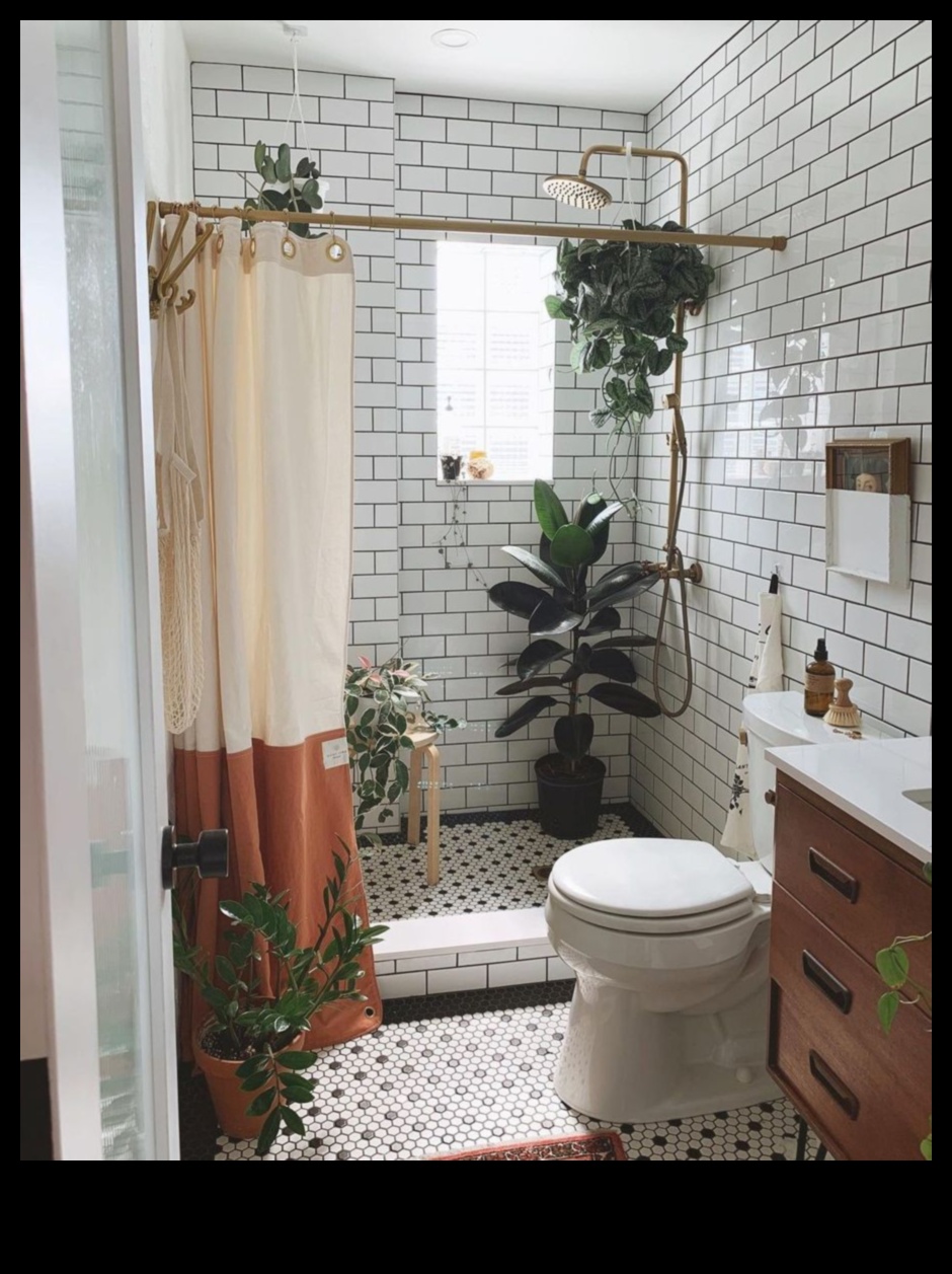 Decor de baie boem pentru spații mici 5 Care sunt câteva idei de decor boeme pentru baie pentru un spațiu mic?