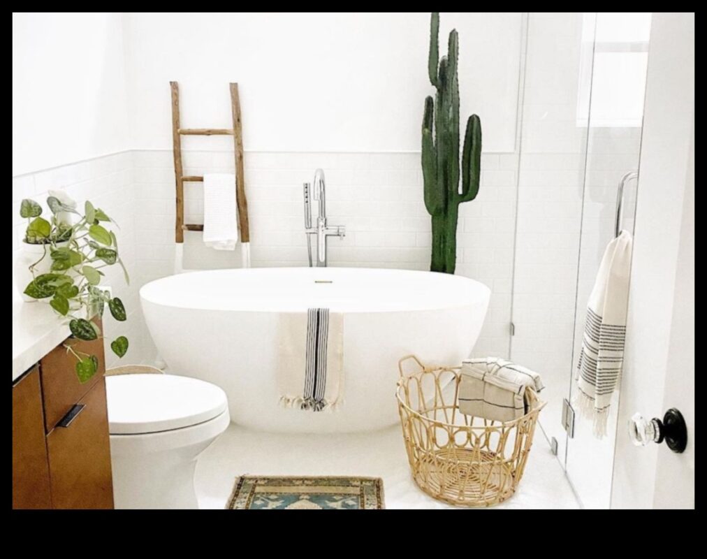 Care sunt câteva idei de decor boeme pentru baie pentru un spațiu mic?